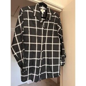 Talbots Women’s 8 Irish Linen Plaid Button Down Shirt Long Sleeve Casual Top